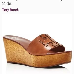 Tory Burch Tan Leather Wedge Sandals